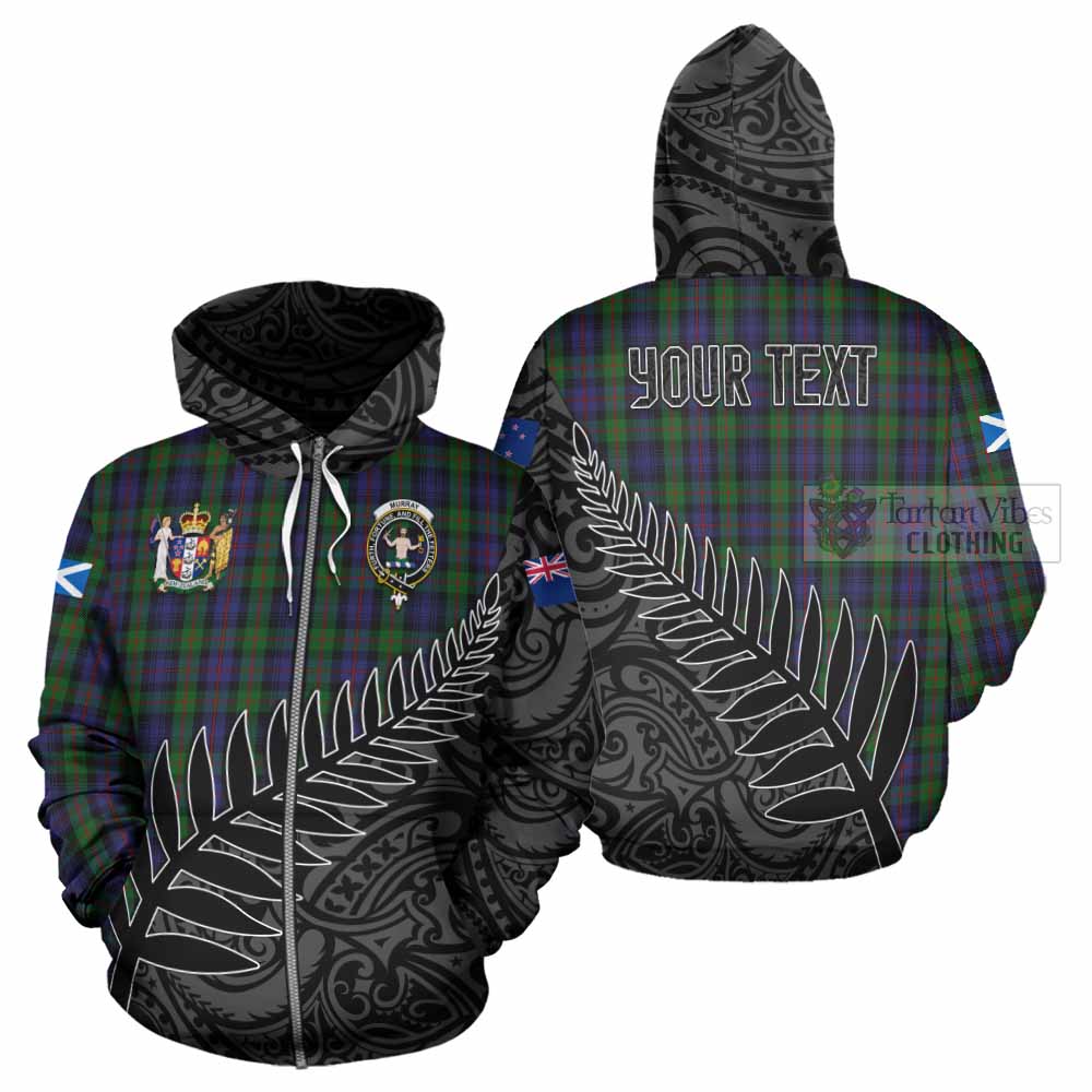 Tartan Vibes Clothing Murray Crest Tartan Hoodie with New Zealand Silver Fern Half Style