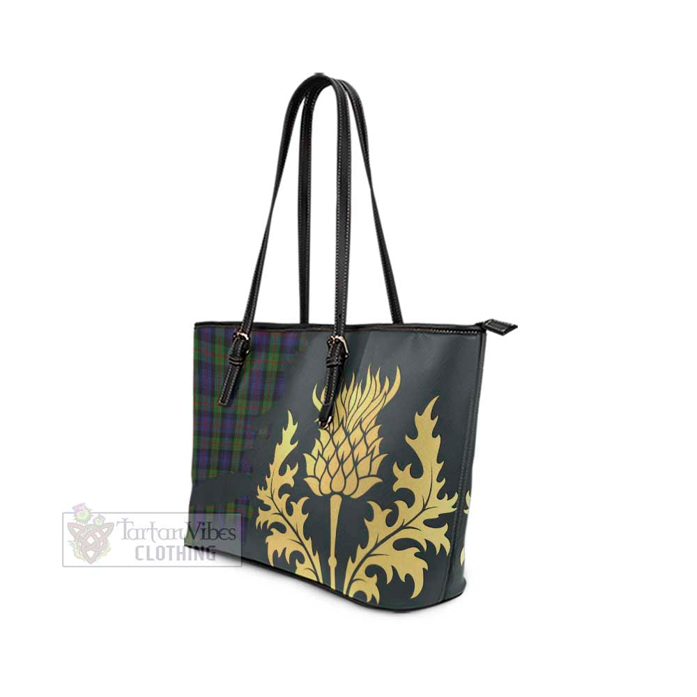 Murray Tartan Leather Tote Bag Gold Thistle Style - Tartan Vibes Clothing