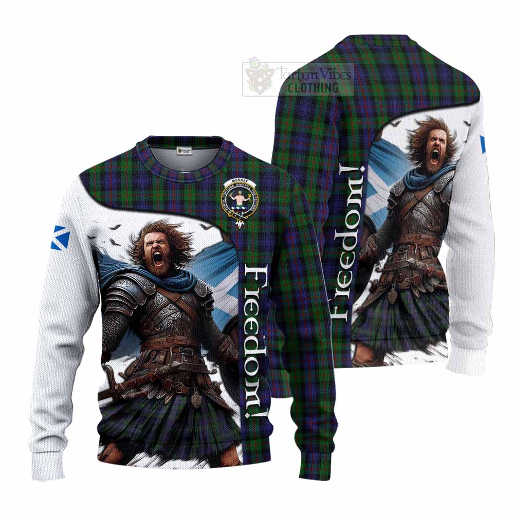 Tartan Vibes Clothing Murray Crest Tartan Knitted Sweater Inspired by the Freedom of Scottish Warrior