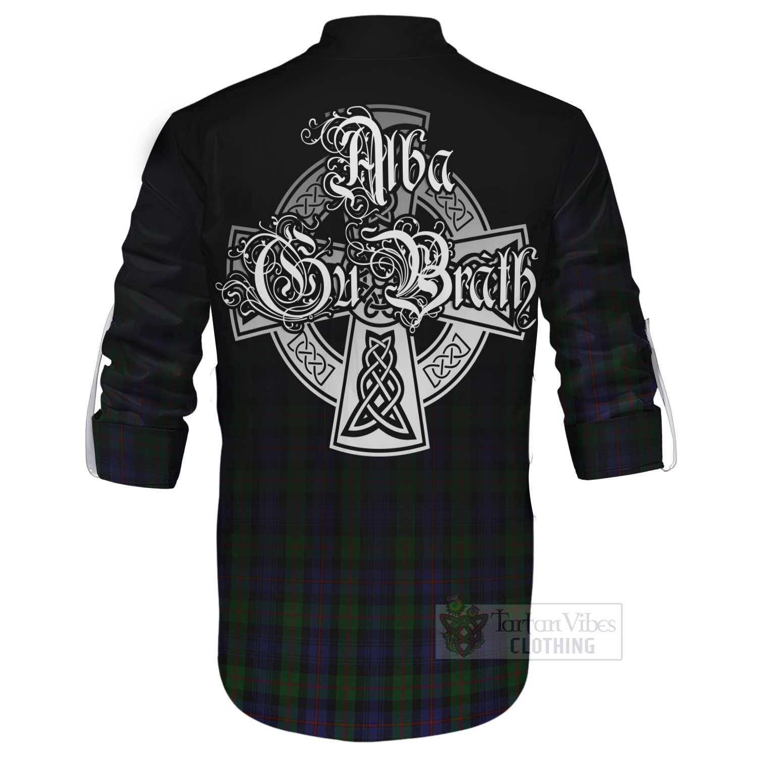 Tartan Vibes Clothing Murray Tartan Ghillie Kilt Shirt Featuring Alba Gu Brath Family Crest Celtic Inspired