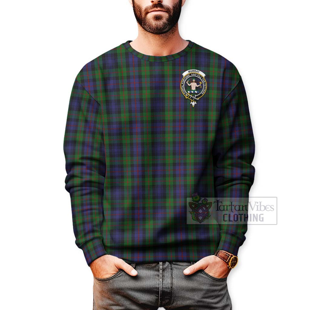 Tartan Vibes Clothing Murray Tartan Sweatshirt with Family Crest and Bearded Skull Holding Bottles of Whiskey