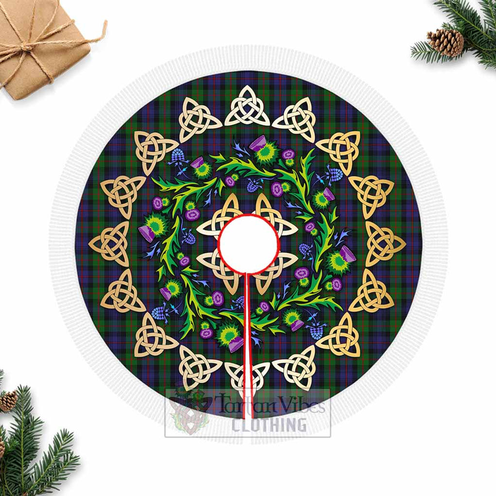 Tartan Vibes Clothing Murray Tartan Christmas Tree Skirt with Thistle Celtic Knot Style