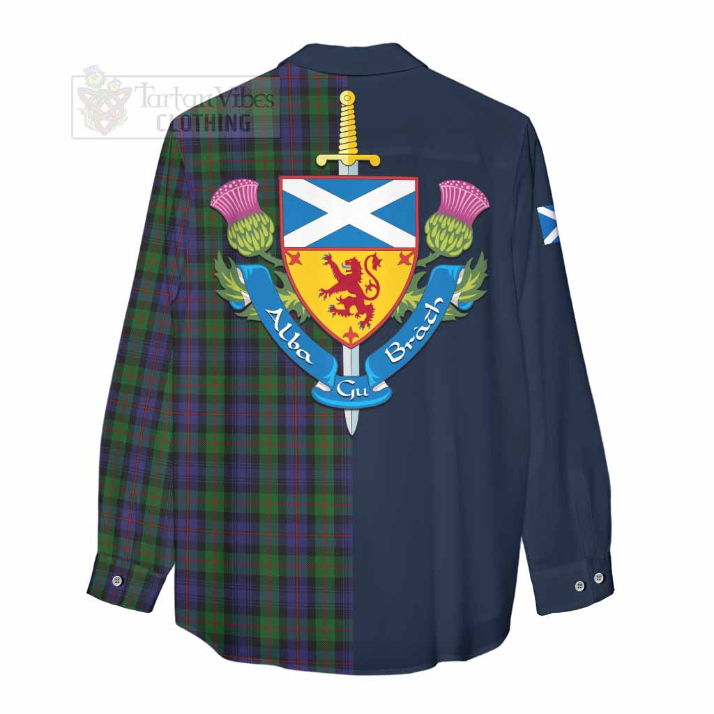 Tartan Vibes Clothing Murray Tartan Women's Casual Shirt Alba with Scottish Lion Royal Arm Half Style