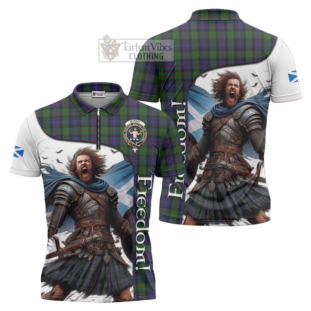 Tartan Vibes Clothing Murray Crest Tartan Zipper Polo Shirt Inspired by the Freedom of Scottish Warrior