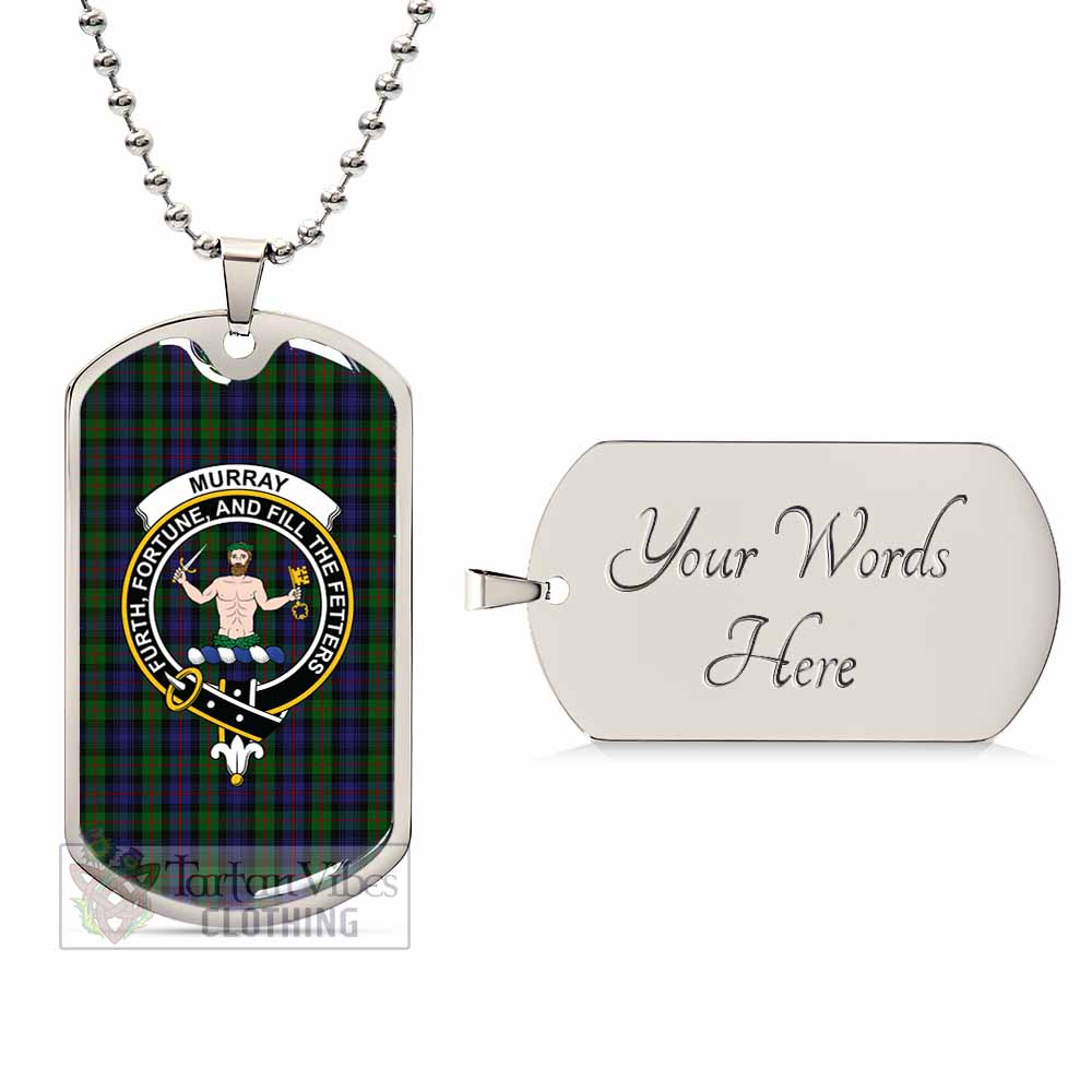 Tartan Vibes Clothing Murray Tartan Dog Tag Necklace with Family Crest