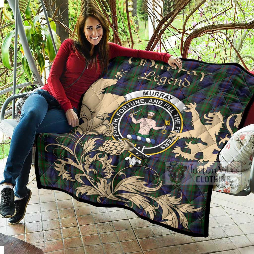 Tartan Vibes Clothing Murray Tartan Quilt with Family Crest and Scottish Symbol Style