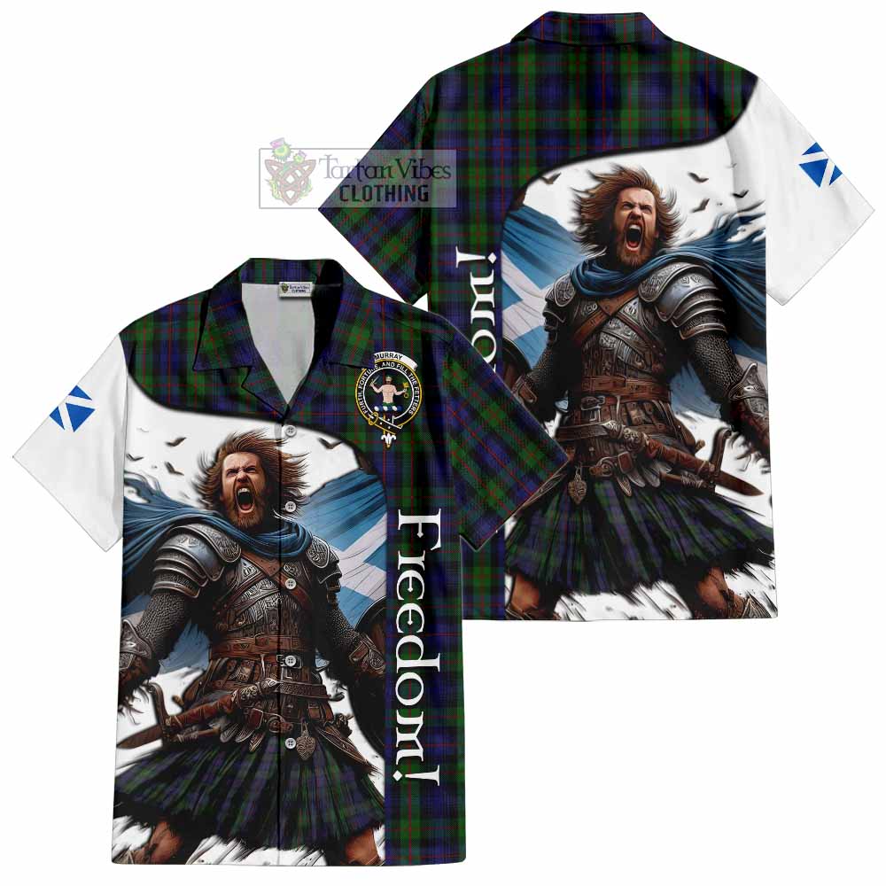 Tartan Vibes Clothing Murray Crest Tartan Short Sleeve Button Shirt Inspired by the Freedom of Scottish Warrior