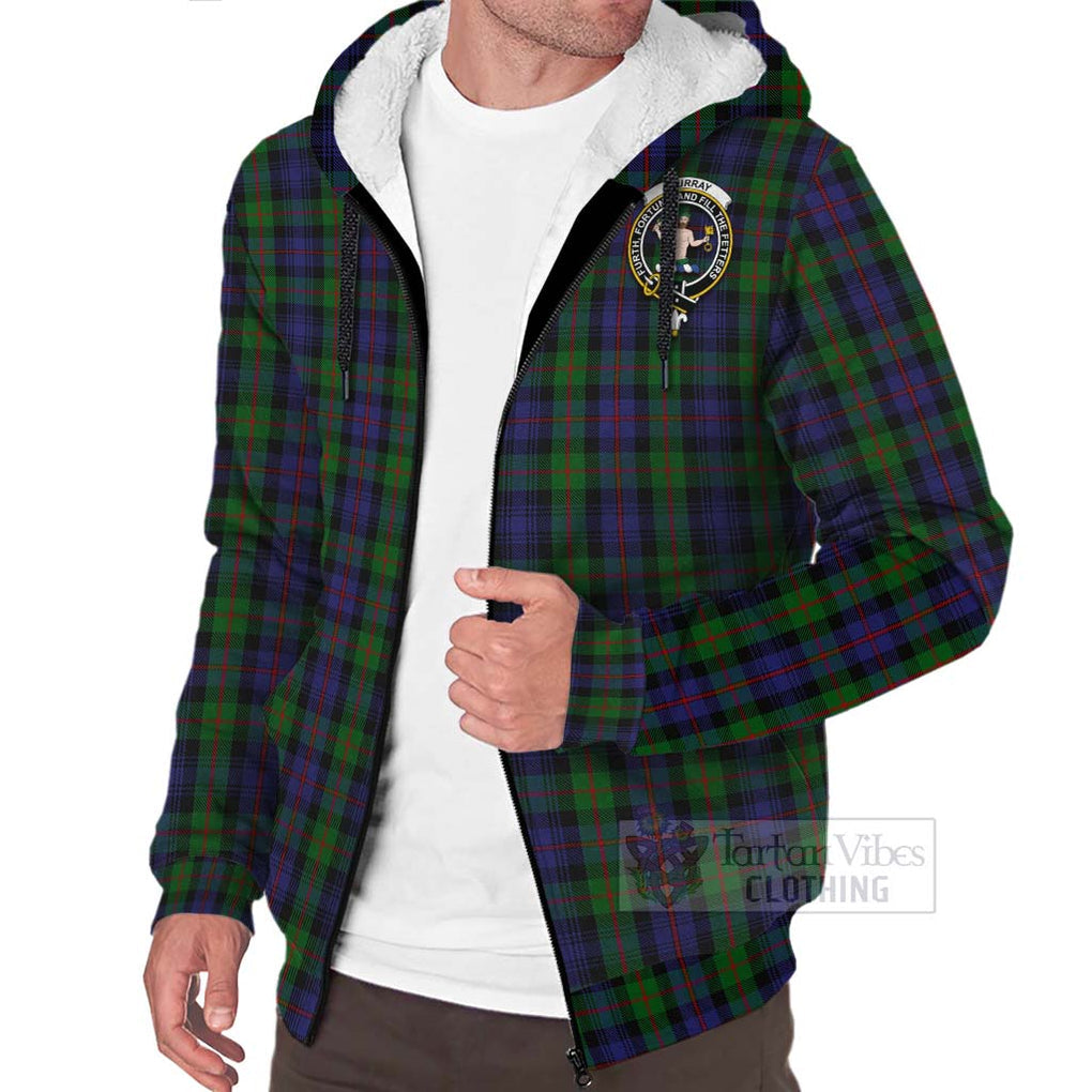 Tartan Vibes Clothing Murray Tartan Sherpa Hoodie with Family Crest and Bearded Skull Holding Bottles of Whiskey