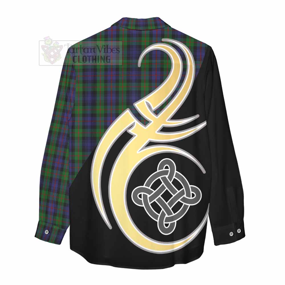 Tartan Vibes Clothing Murray Tartan Women's Casual Shirt with Family Crest and Celtic Symbol Style