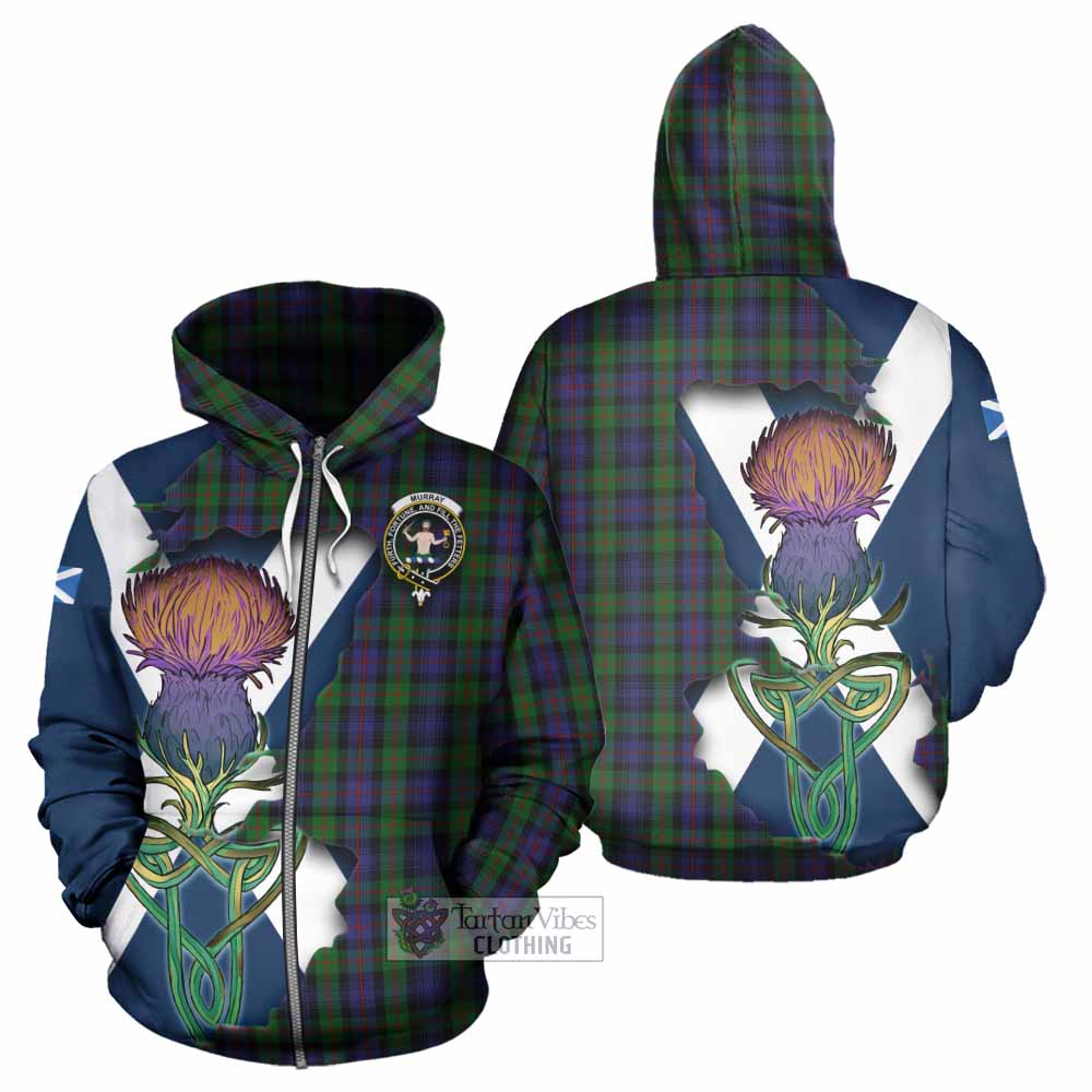 Murray Tartan Family Crest Hoodie Scottish Thistle Celtic Inspired Zip Hoodie - Tartan Vibes Clothing
