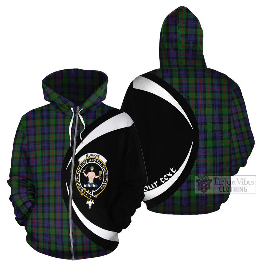 Tartan Vibes Clothing Murray Tartan Cotton Hoodie with Family Crest Circle Style