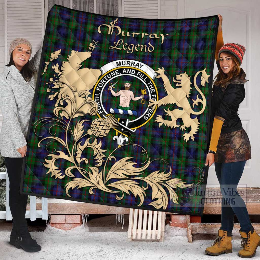 Tartan Vibes Clothing Murray Tartan Quilt with Family Crest and Scottish Symbol Style