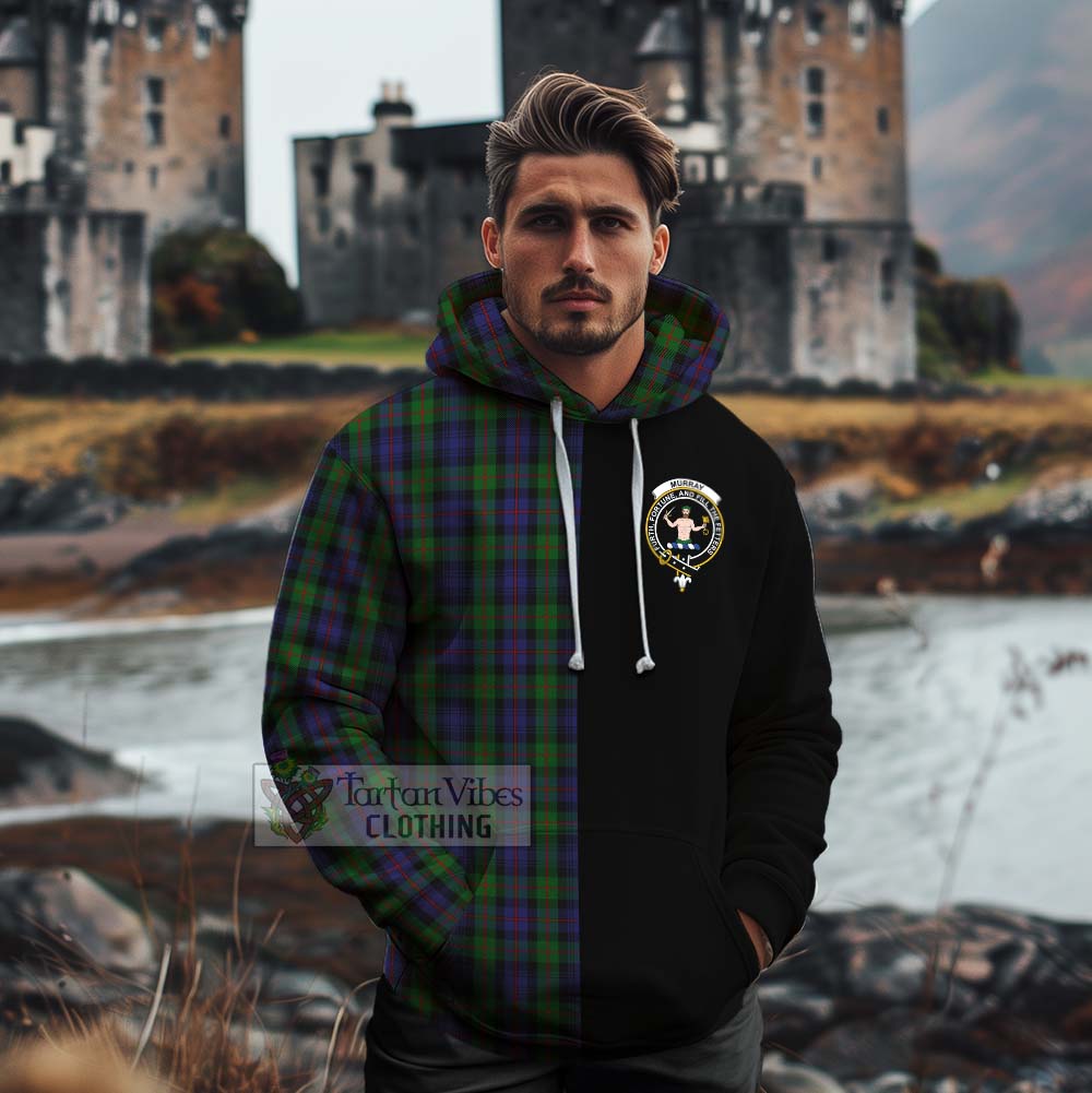 Tartan Vibes Clothing Murray Tartan Cotton Hoodie with Family Crest and Half Of Me Style