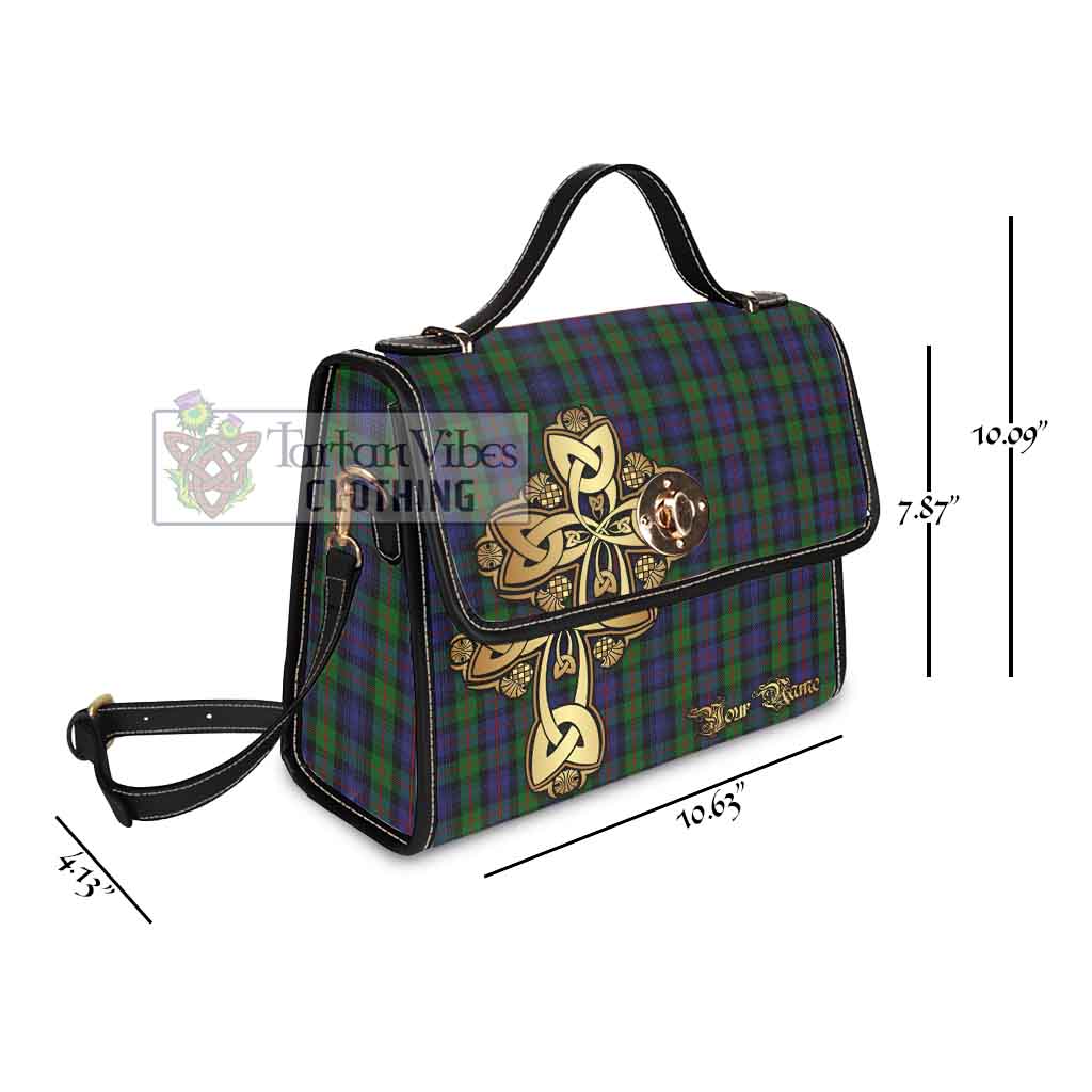 Tartan Vibes Clothing Murray Tartan Waterproof Canvas Bag Golden Thistle Celtic Cross Style