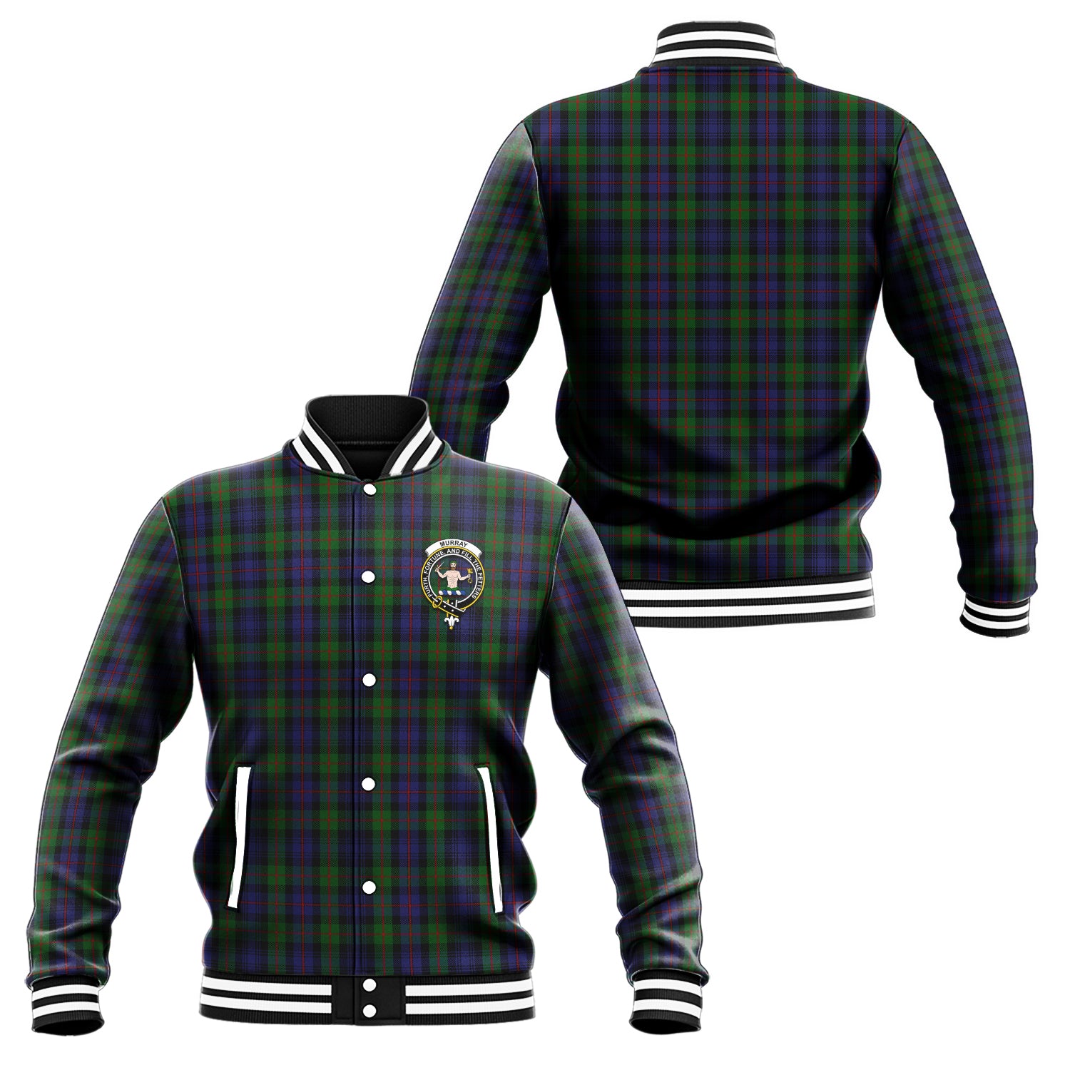 Murray Tartan Baseball Jacket with Family Crest Unisex - Tartan Vibes Clothing