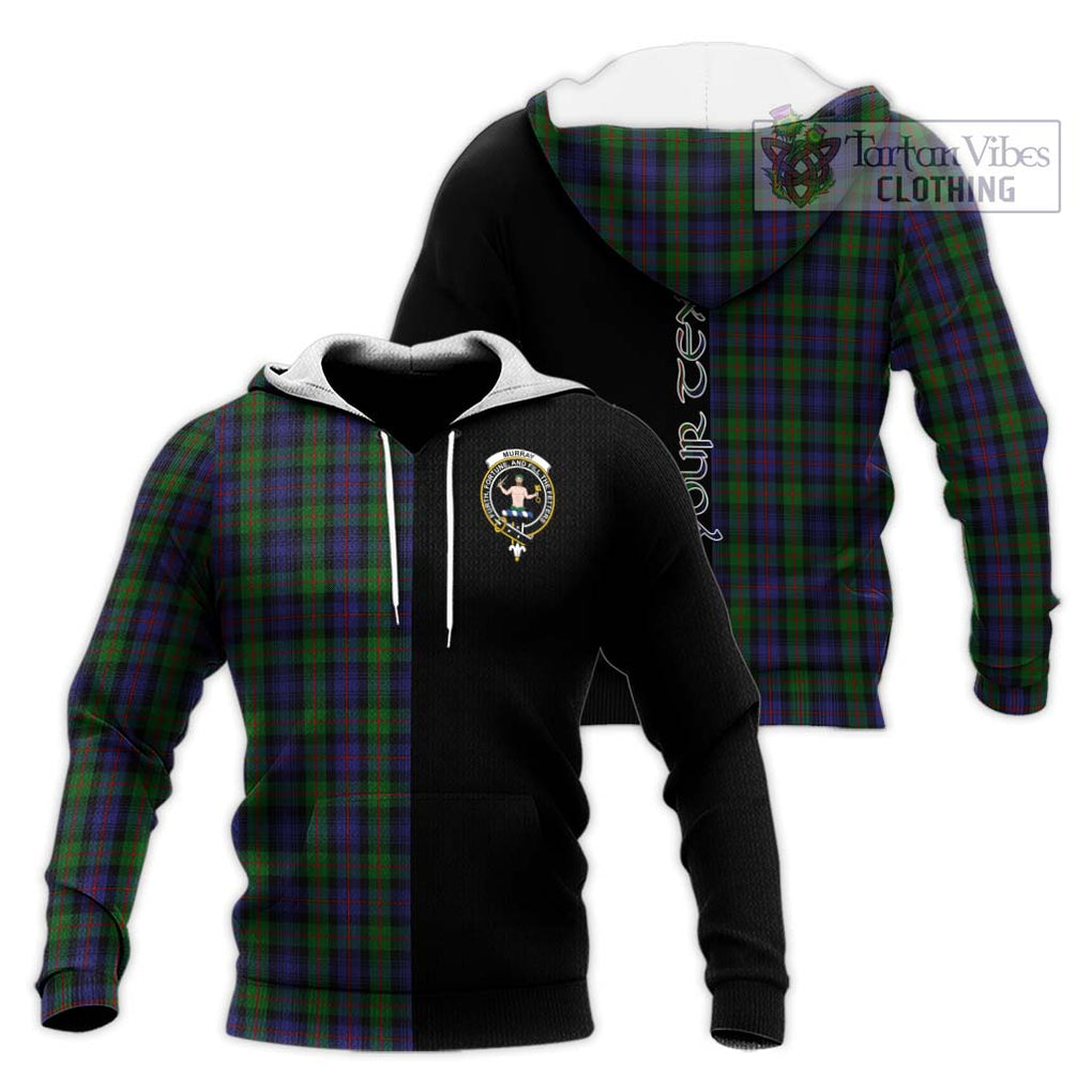 Murray Tartan Knitted Hoodie with Family Crest and Half Of Me Style Unisex Knitted Pullover Hoodie - Tartanvibesclothing Shop