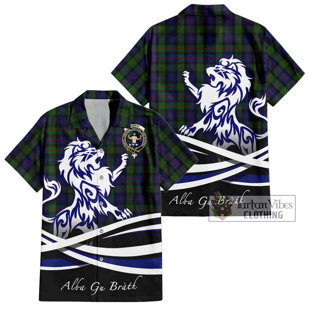 Murray Tartan Short Sleeve Button Shirt with Alba Gu Brath Regal Lion Emblem Kid - Tartanvibesclothing Shop