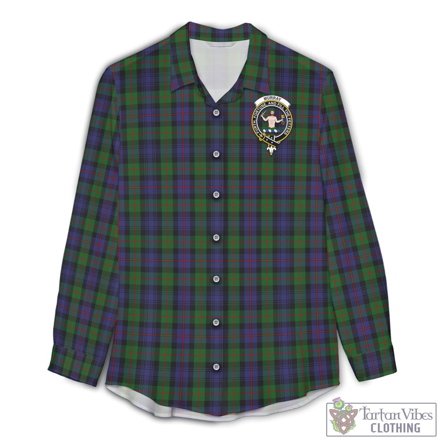 Tartan Vibes Clothing Murray of Atholl Tartan Womens Casual Shirt with Family Crest