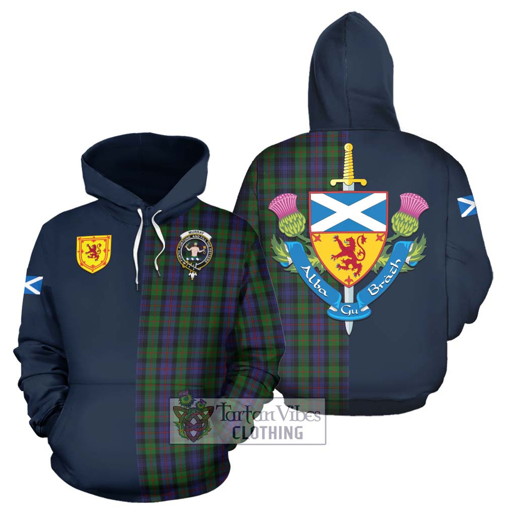 Tartan Vibes Clothing Murray of Atholl Tartan Hoodie with Scottish Lion Royal Arm Half Style