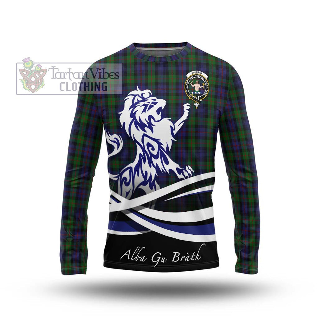 Murray Tartan Long Sleeve T-Shirt with Alba Gu Brath Regal Lion Emblem Unisex - Tartanvibesclothing Shop