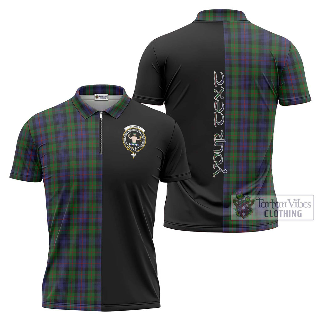 Murray Tartan Zipper Polo Shirt with Family Crest and Half Of Me Style Unisex - Tartanvibesclothing Shop