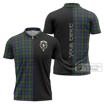 Murray Tartan Zipper Polo Shirt with Family Crest and Half Of Me Style