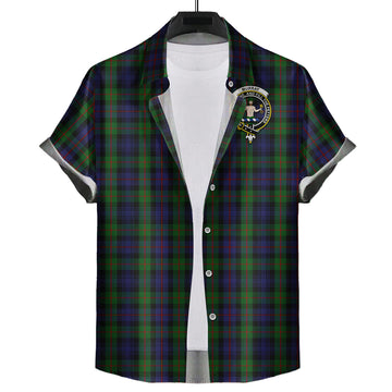 Murray Tartan Short Sleeve Button Down Shirt with Family Crest