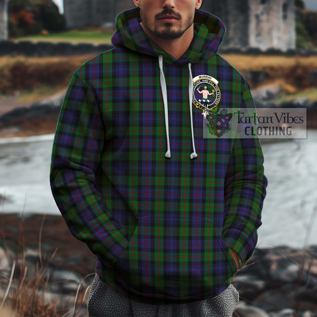 Murray Tartan Cotton Hoodie with Family Crest Pullover Hoodie XS - Tartan Vibes Clothing