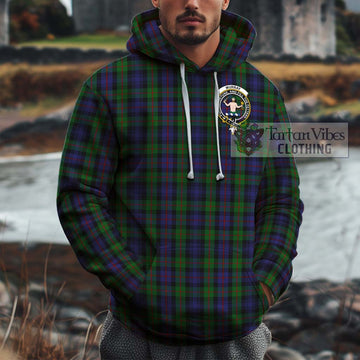 Murray Tartan Cotton Hoodie with Family Crest