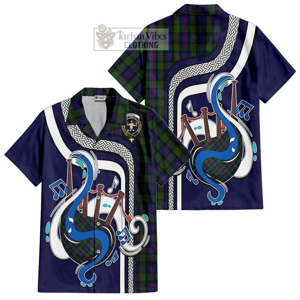 Murray Tartan Short Sleeve Button Shirt with Epic Bagpipe Style Kid - Tartanvibesclothing Shop