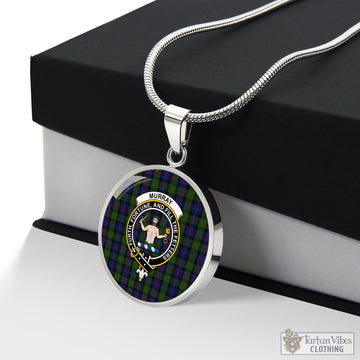 Murray Tartan Circle Necklace with Family Crest