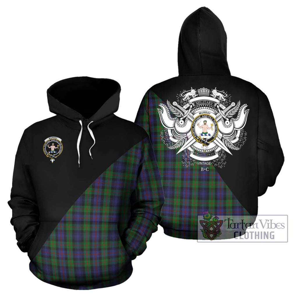 Murray Tartan Hoodie with Family Crest and Military Logo Style Zip Hoodie - Tartanvibesclothing Shop