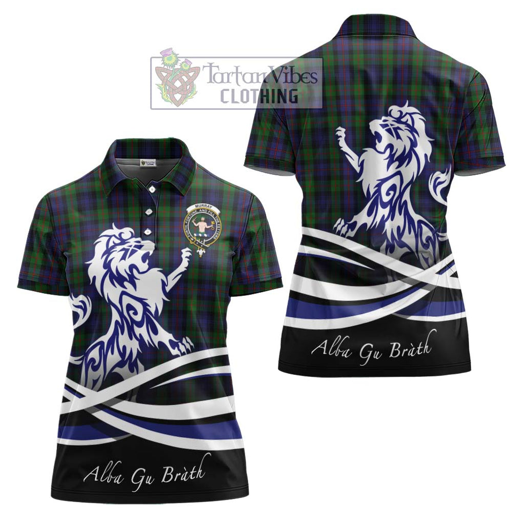 Murray Tartan Women's Polo Shirt with Alba Gu Brath Regal Lion Emblem Women - Tartanvibesclothing Shop