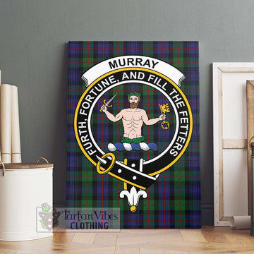 Murray Tartan Canvas Print Wall Art with Family Crest