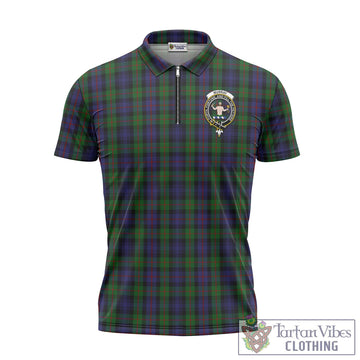 Murray Tartan Zipper Polo Shirt with Family Crest