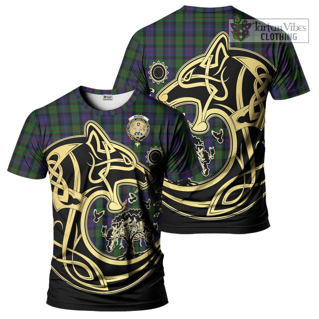 Murray Tartan T-Shirt with Family Crest Celtic Wolf Style Kid's Shirt - Tartan Vibes Clothing