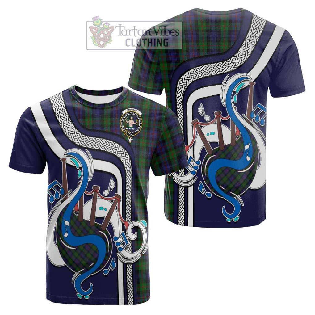 Tartan Vibes Clothing Murray of Atholl Tartan Cotton T-shirt with Epic Bagpipe Style