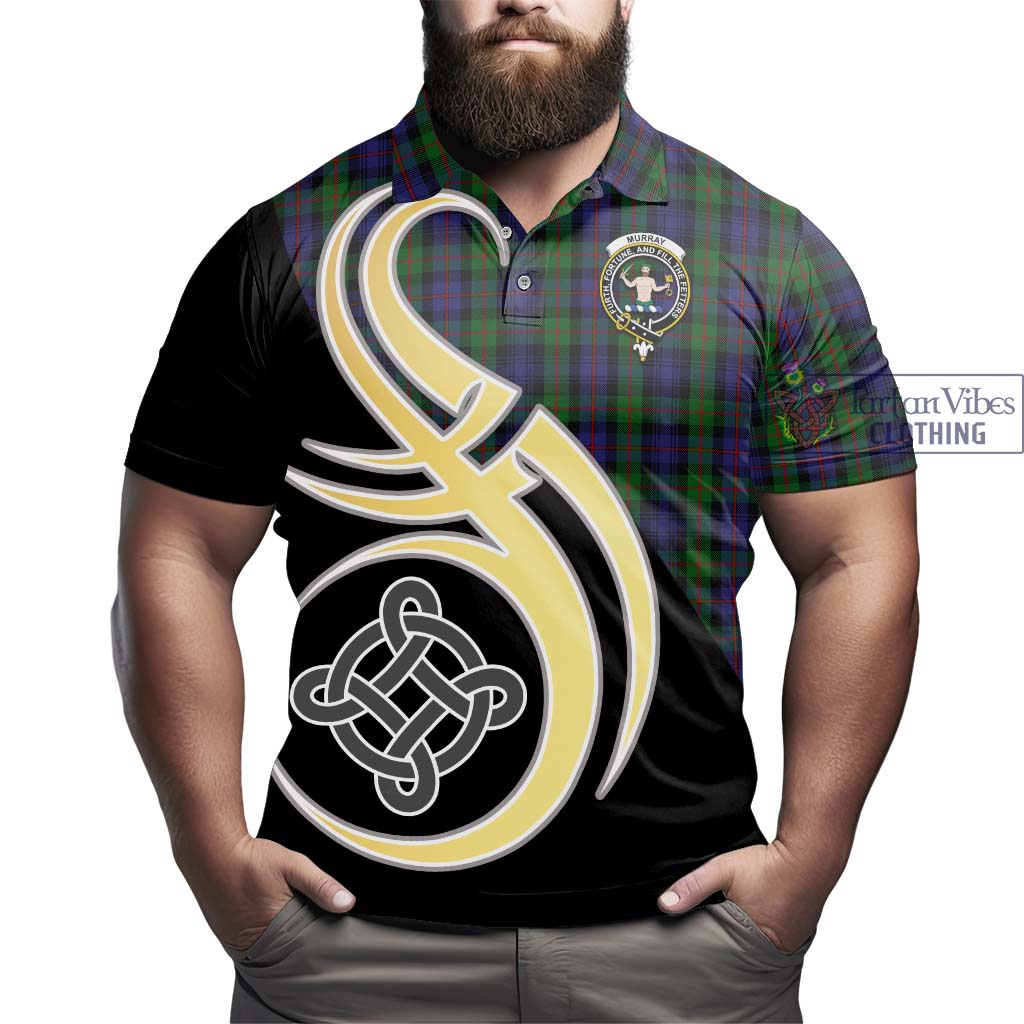 Tartan Vibes Clothing Murray of Atholl Tartan Polo Shirt with Family Crest and Celtic Symbol Style