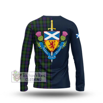 Murray Tartan Long Sleeve T-Shirt Alba with Scottish Lion Royal Arm Half Style