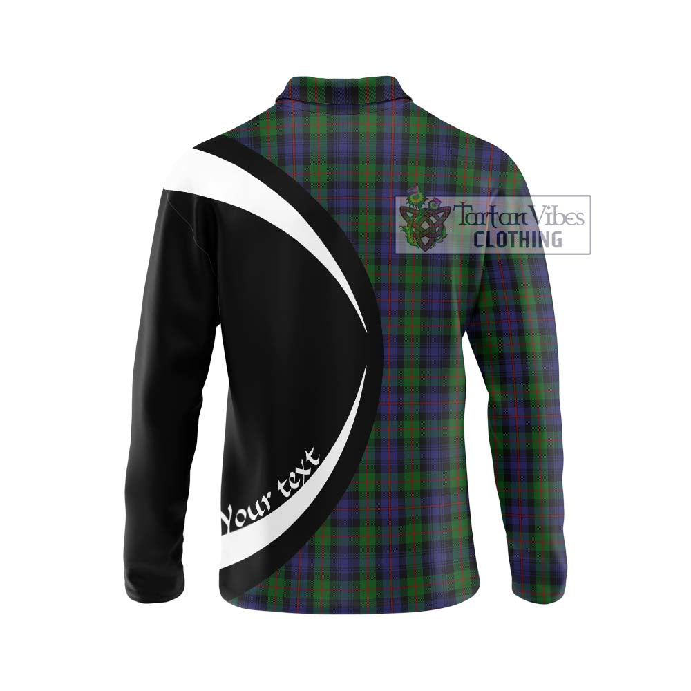 Murray Tartan Long Sleeve Polo Shirt with Family Crest Circle Style - Tartan Vibes Clothing