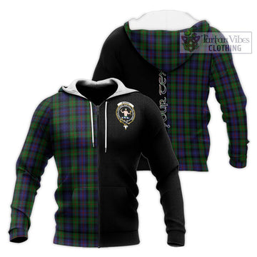 Murray Tartan Knitted Hoodie with Family Crest and Half Of Me Style