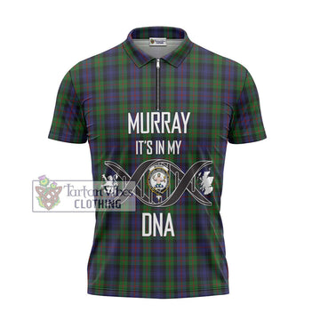 Murray Tartan Zipper Polo Shirt with Family Crest DNA In Me Style