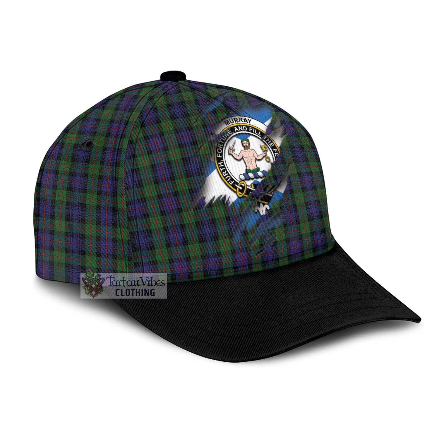 Tartan Vibes Clothing Murray of Atholl Tartan Classic Cap with Family Crest In Me Style