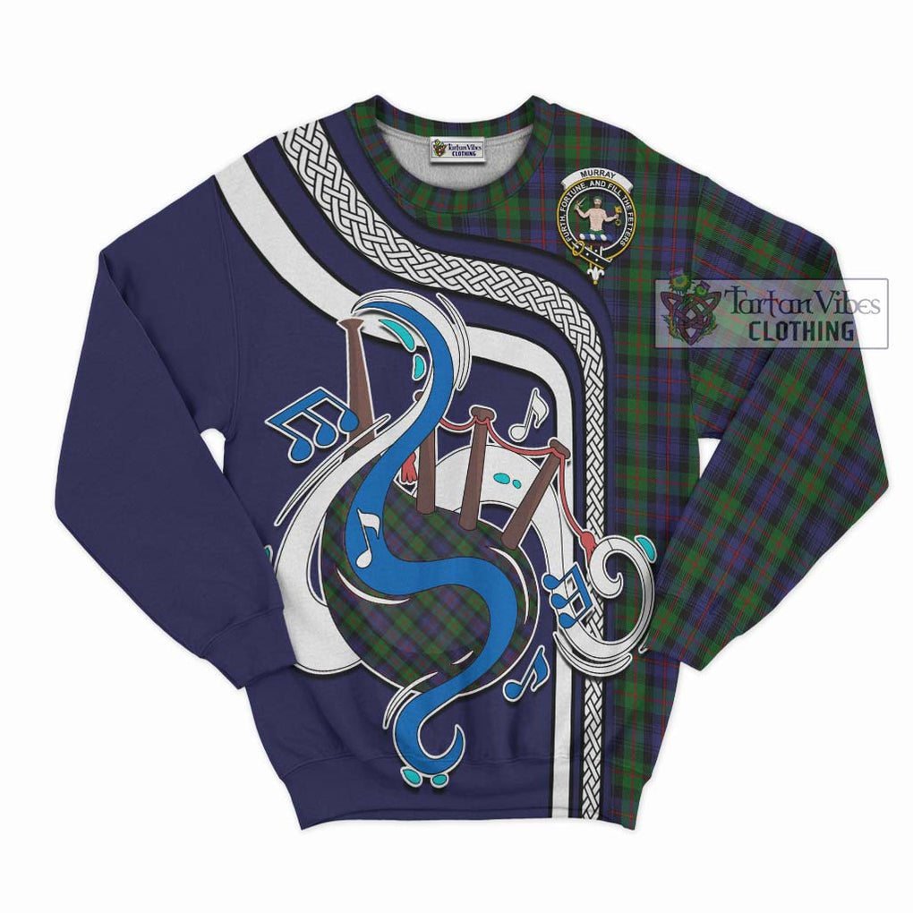 Tartan Vibes Clothing Murray of Atholl Tartan Sweatshirt with Epic Bagpipe Style