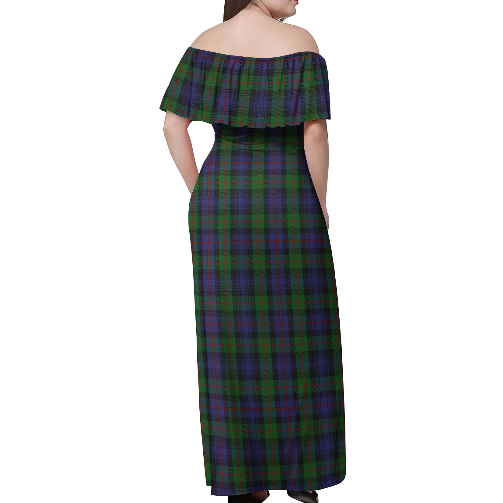 Murray of Atholl Tartan Off Shoulder Long Dress - Tartanvibesclothing