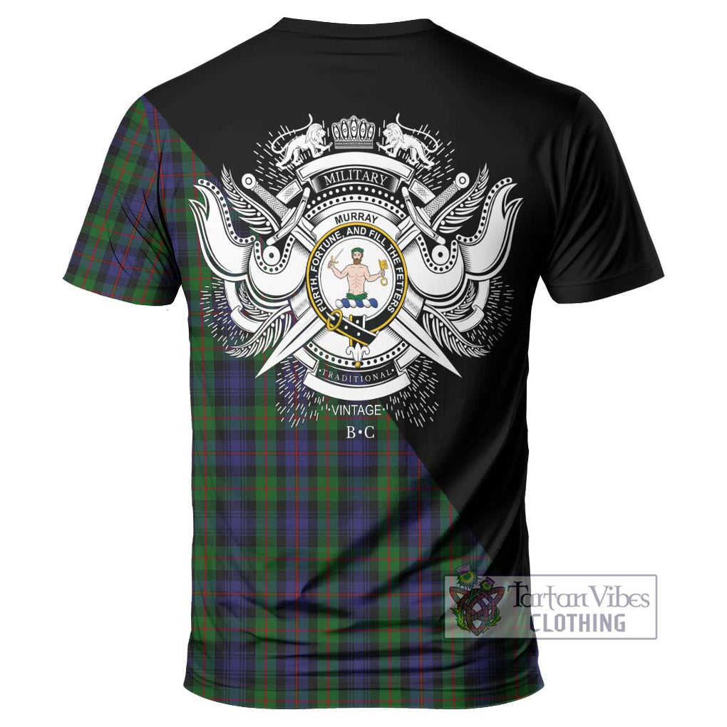 Murray Tartan T-Shirt with Family Crest and Military Logo Style - Tartanvibesclothing Shop