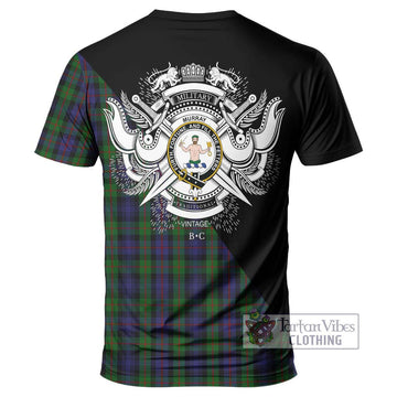 Murray Tartan T-Shirt with Family Crest and Military Logo Style