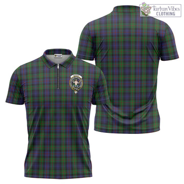 Murray Tartan Zipper Polo Shirt with Family Crest