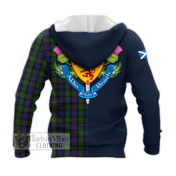 Murray Tartan Knitted Hoodie Alba with Scottish Lion Royal Arm Half Style