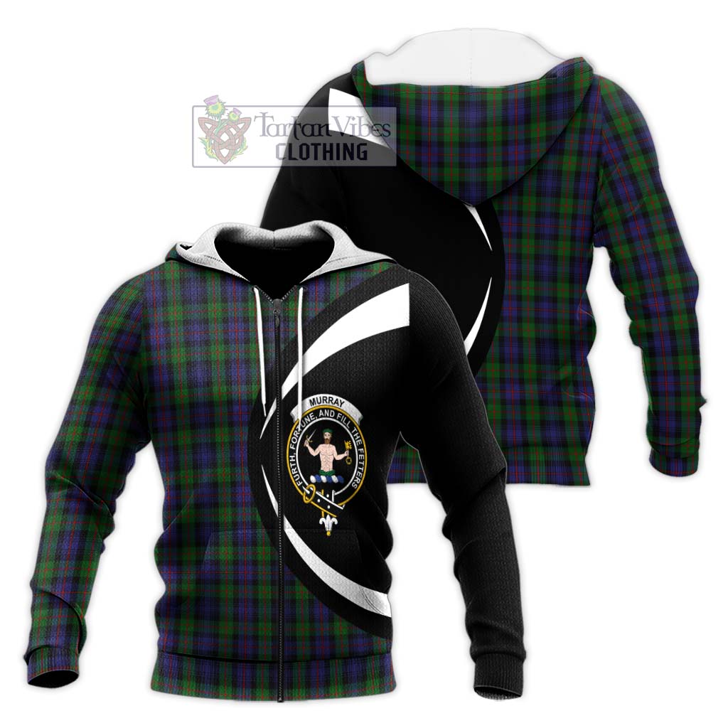 Murray Tartan Knitted Hoodie with Family Crest Circle Style Unisex Knitted Zip Hoodie - Tartan Vibes Clothing